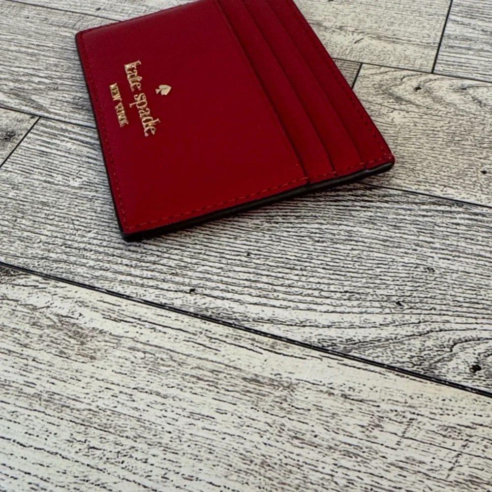 Kate Spade Red Leather Slim Card Wallet